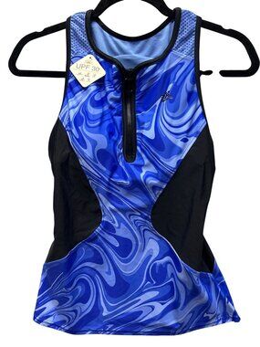 ZeroXposur Womens Size XS (6) Blue Scuba Tankini Top ONLY UPF 30+ Sun Protection